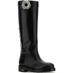 GALAXY BLACK LEATHER  RIDING BOOTS(40MM)