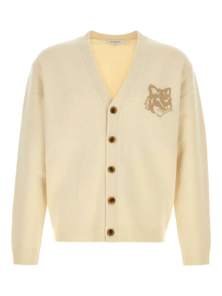 FOX HEAD INTARSIA MERINO CARDIGAN