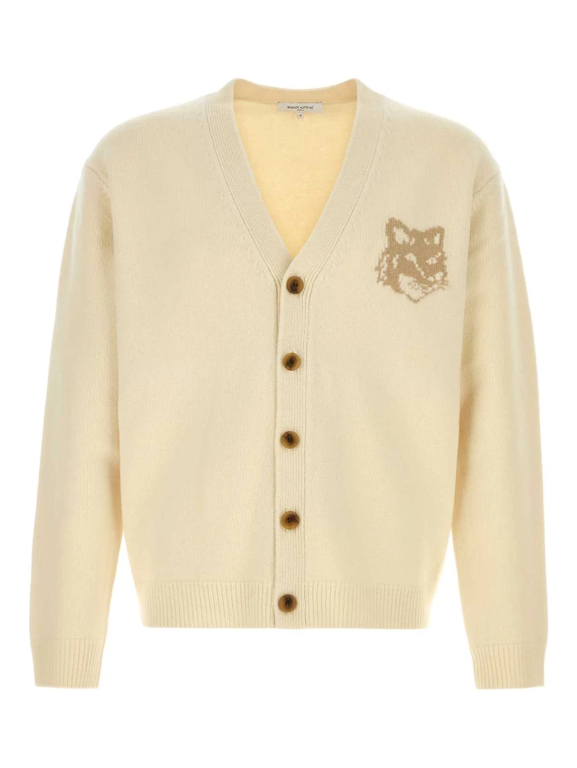 FOX HEAD INTARSIA MERINO CARDIGAN