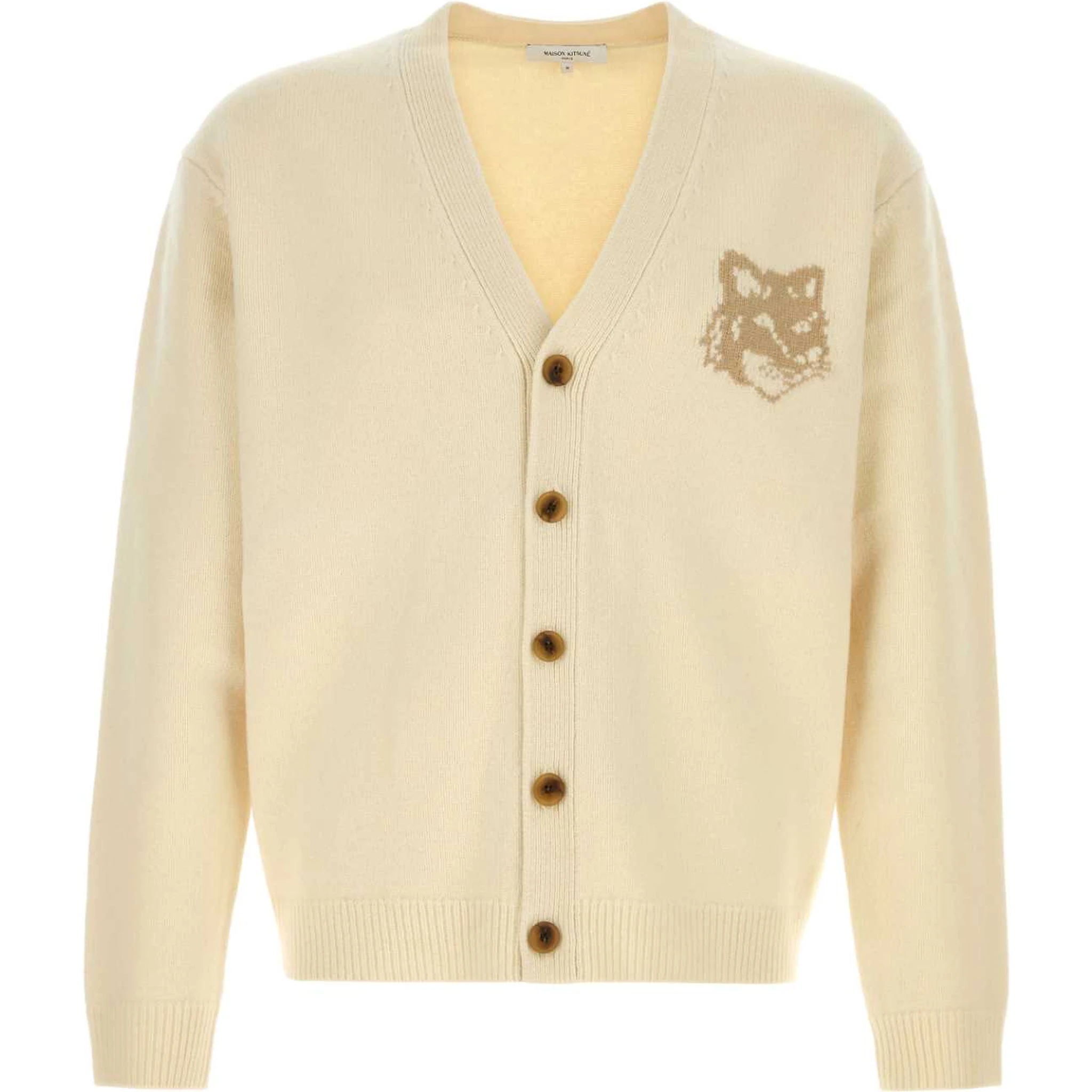 FOX HEAD INTARSIA MERINO CARDIGAN