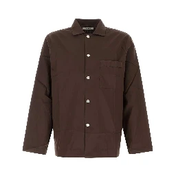 Poplin, Pyjamas Shirt - Coffee