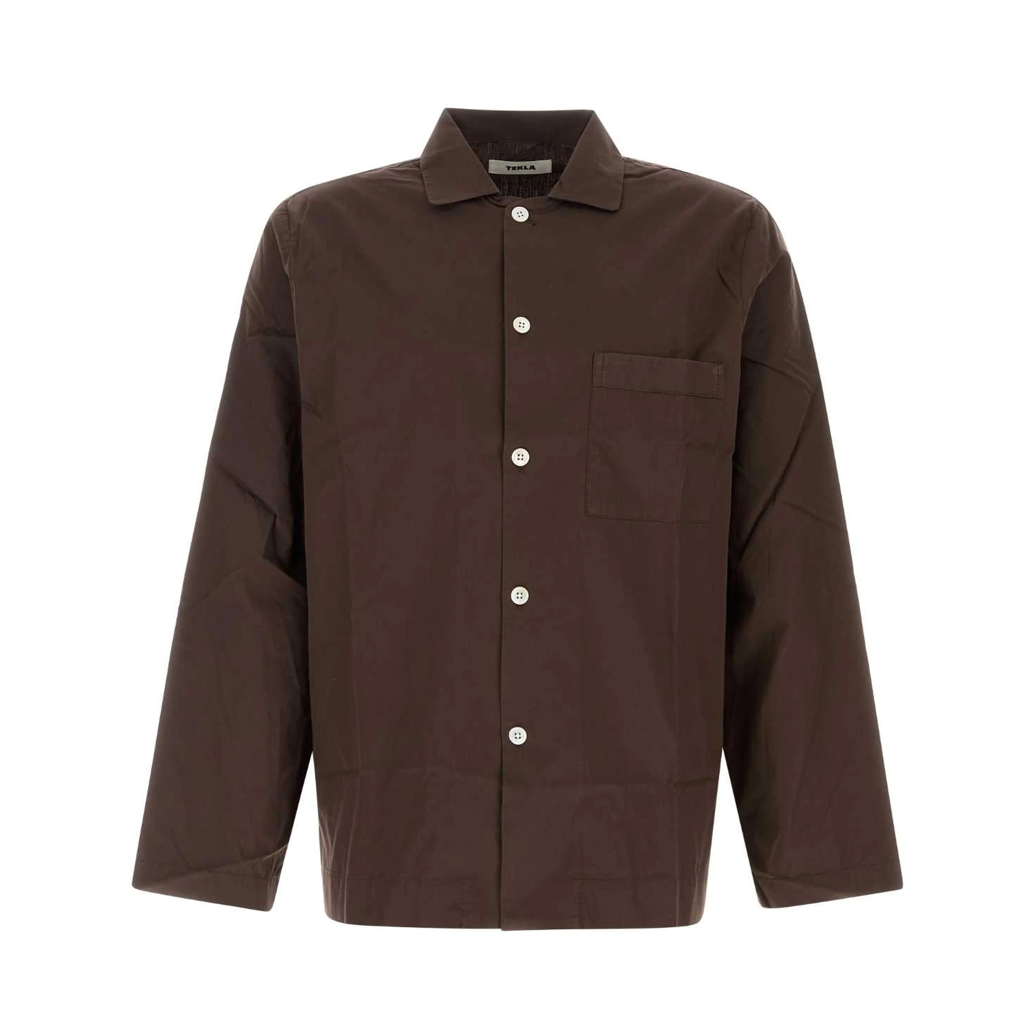 Poplin, Pyjamas Shirt - Coffee