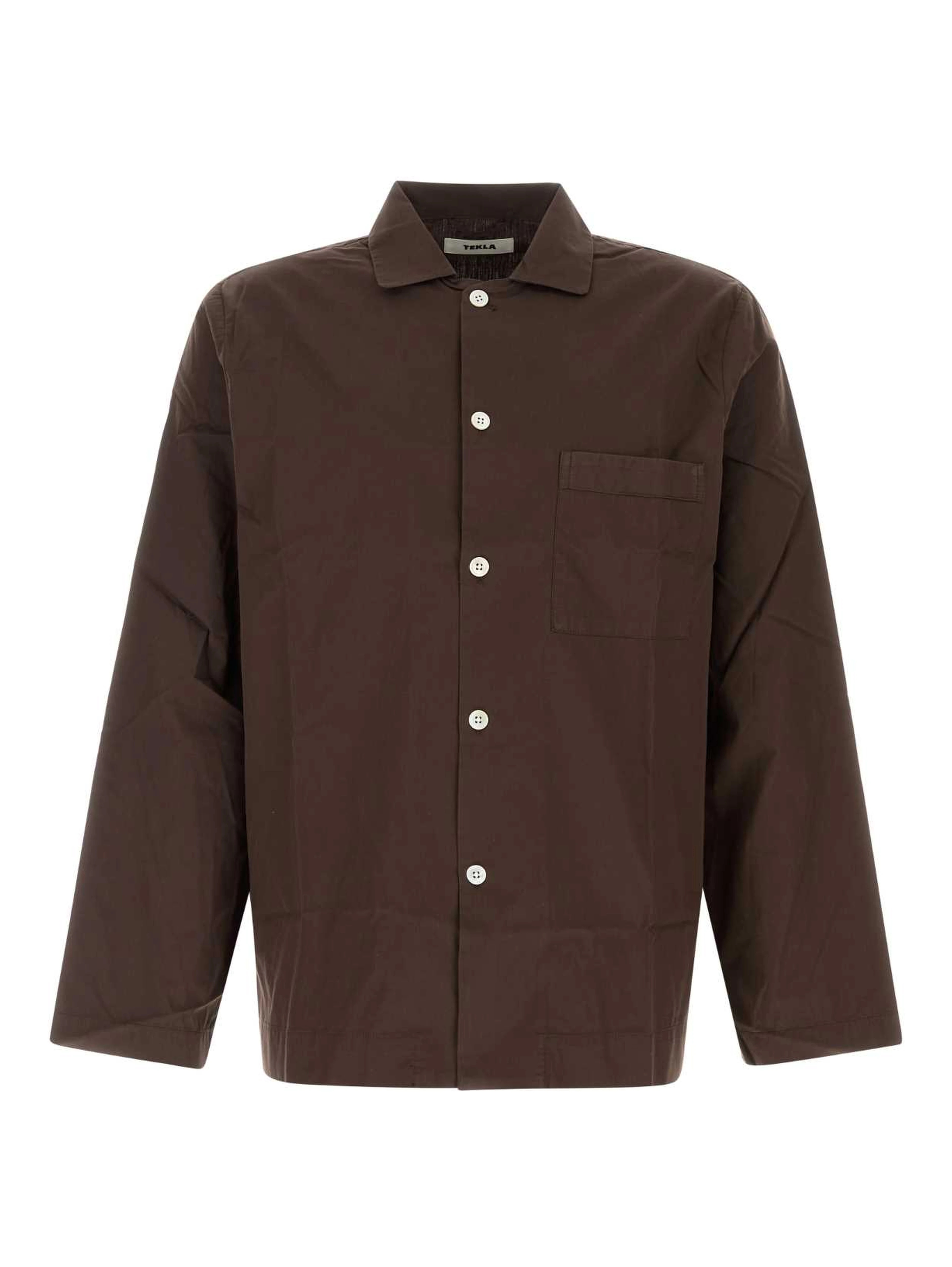 Poplin, Pyjamas Shirt - Coffee