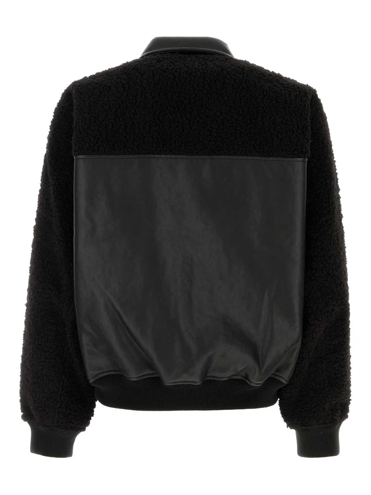 MEN FAUX SHEARLING LEATHER BOMBER JACKET WOVEN alternative