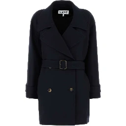 Button belt double breasted peacoat