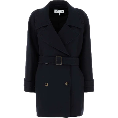 Button belt double breasted peacoat