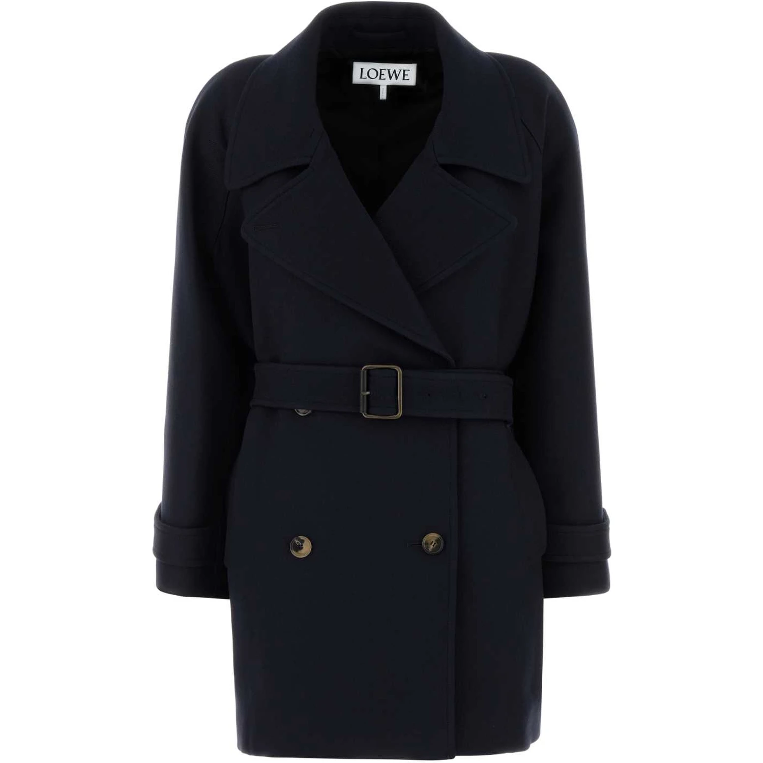 Button belt double breasted peacoat