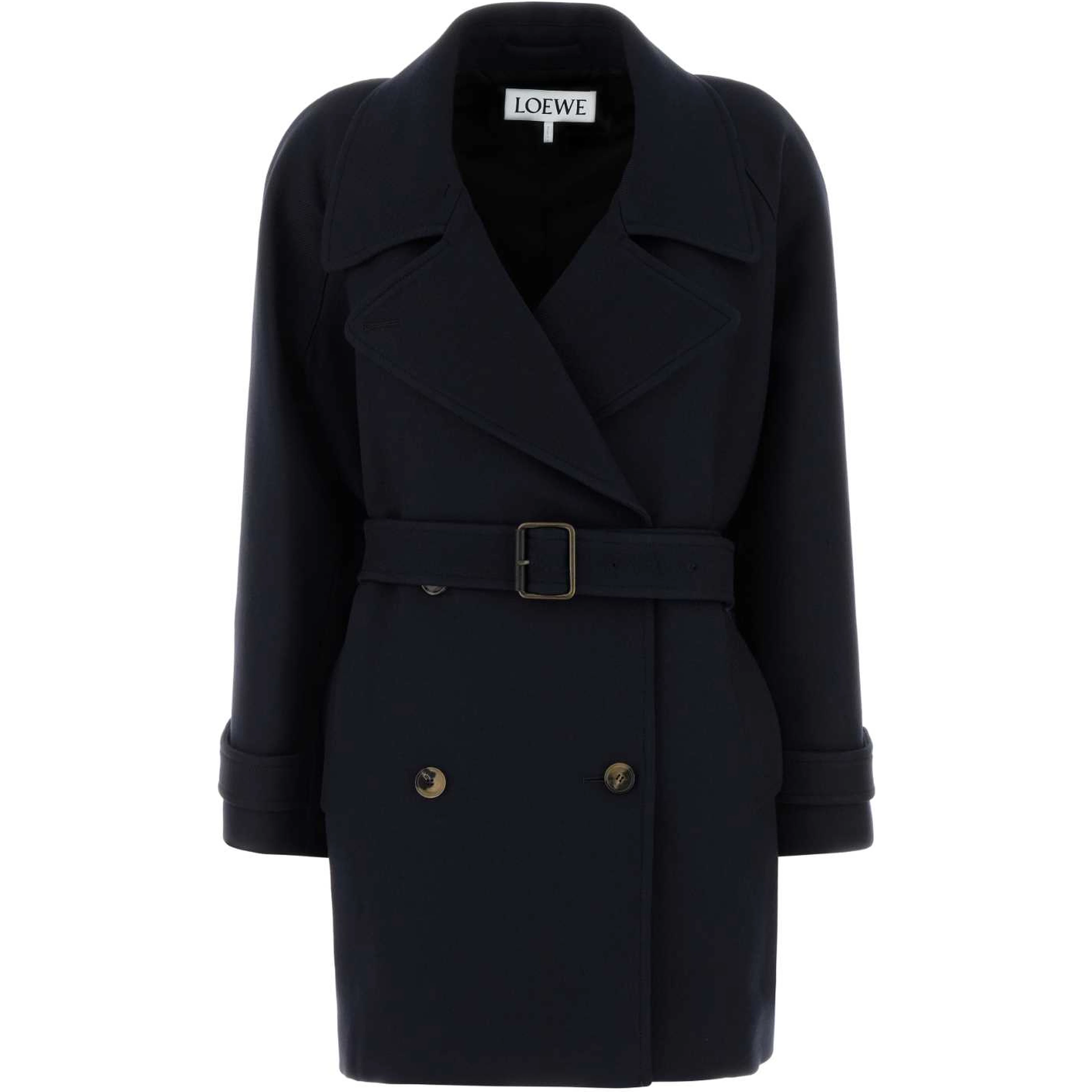 Button belt double breasted peacoat