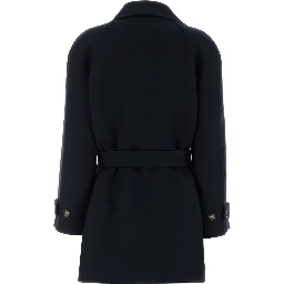 Button belt double breasted peacoat