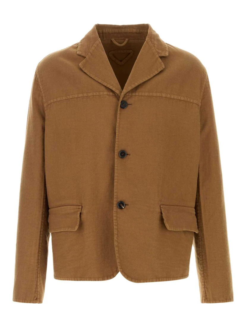 جاكيت قطني بصف أزرار واحد