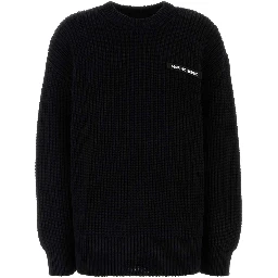 HALF CARDIGAN KNIT CREWNECK SWEATER