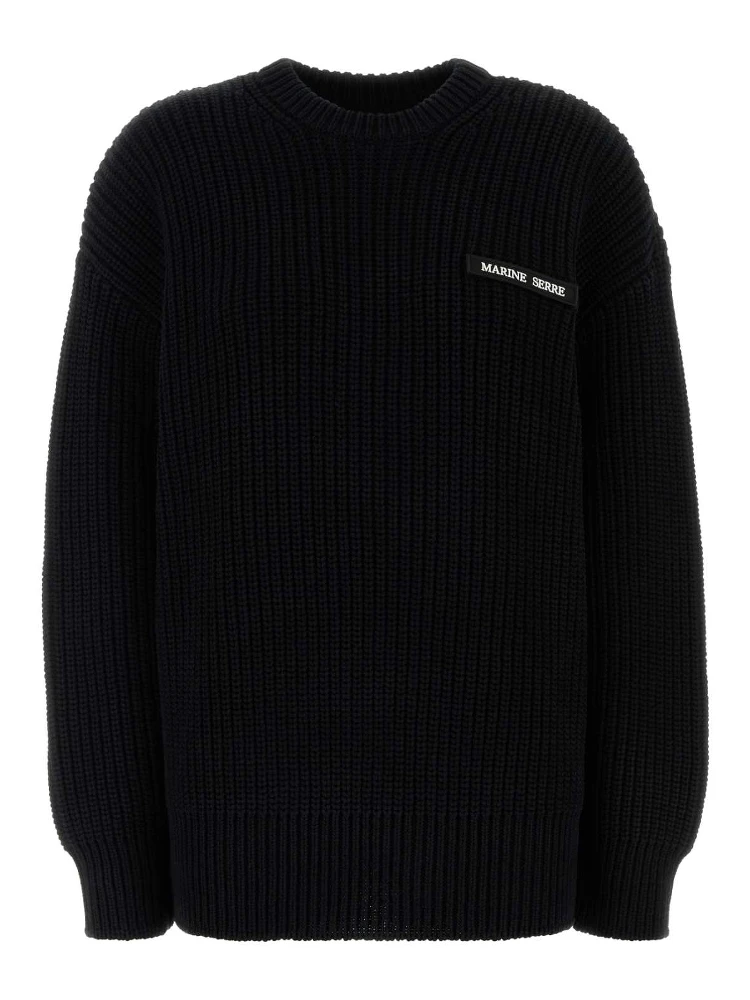 HALF CARDIGAN KNIT CREWNECK SWEATER