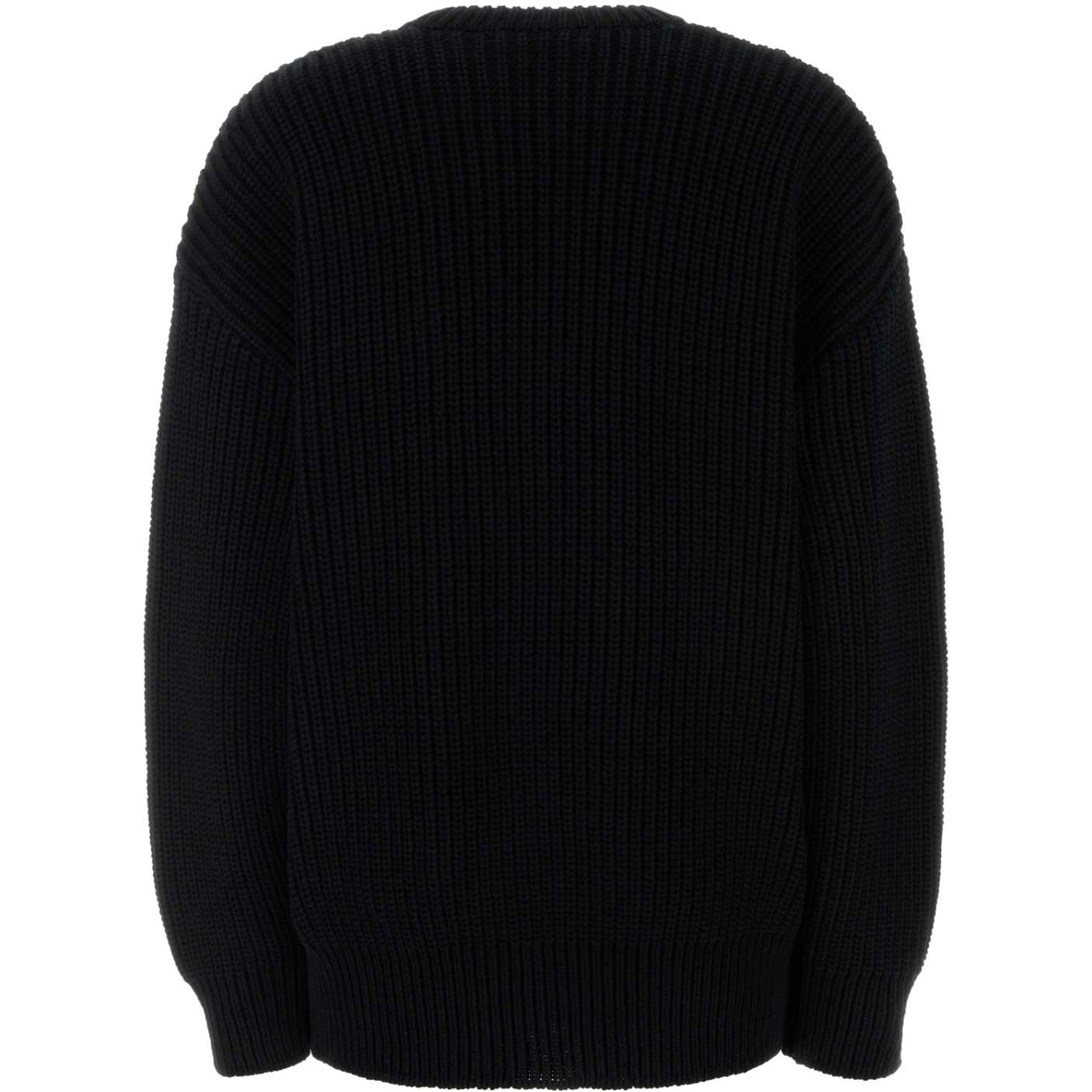 HALF CARDIGAN KNIT CREWNECK SWEATER