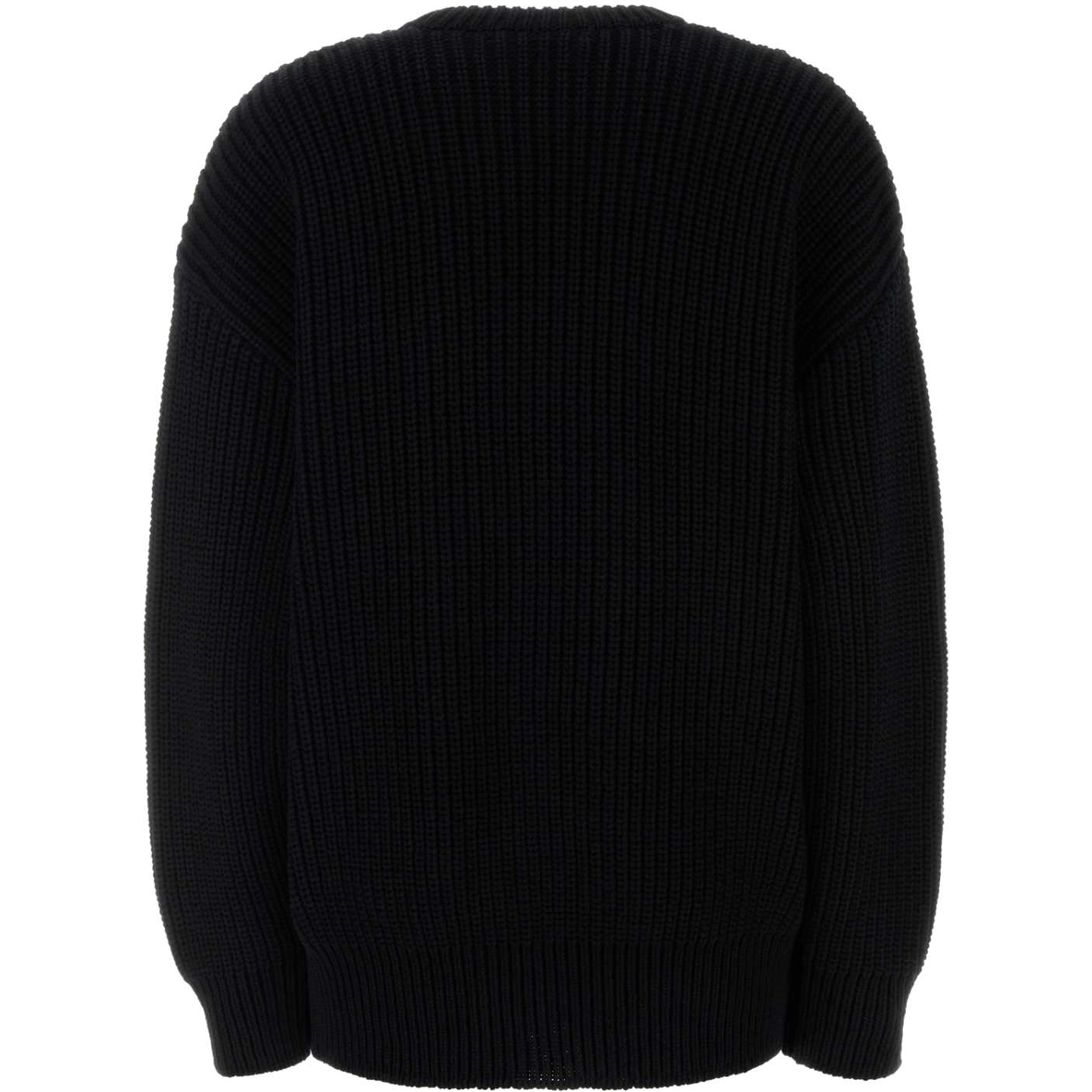 HALF CARDIGAN KNIT CREWNECK SWEATER