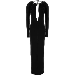 DRAPED JERSEY LS LONG DRESS