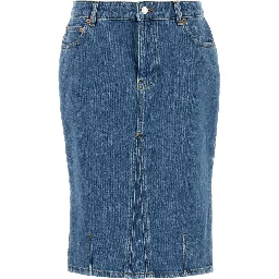 MOON LASER BLUE WASH  DENIM KNEE LENGTH SKIRT