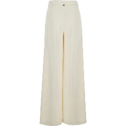 Beige Pants with Logo Pendant and Side Zip Closure in Tech Fabric Woman