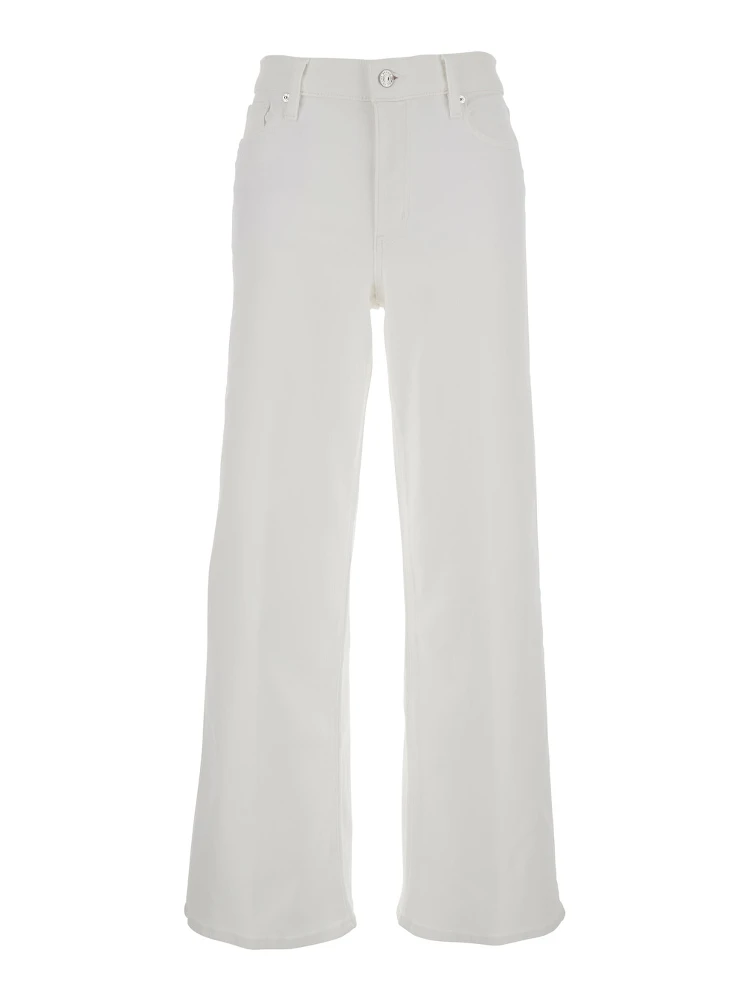 Le Slim Palazzo White Jeans with Belt Loops and Wide Leg in Denim Woman