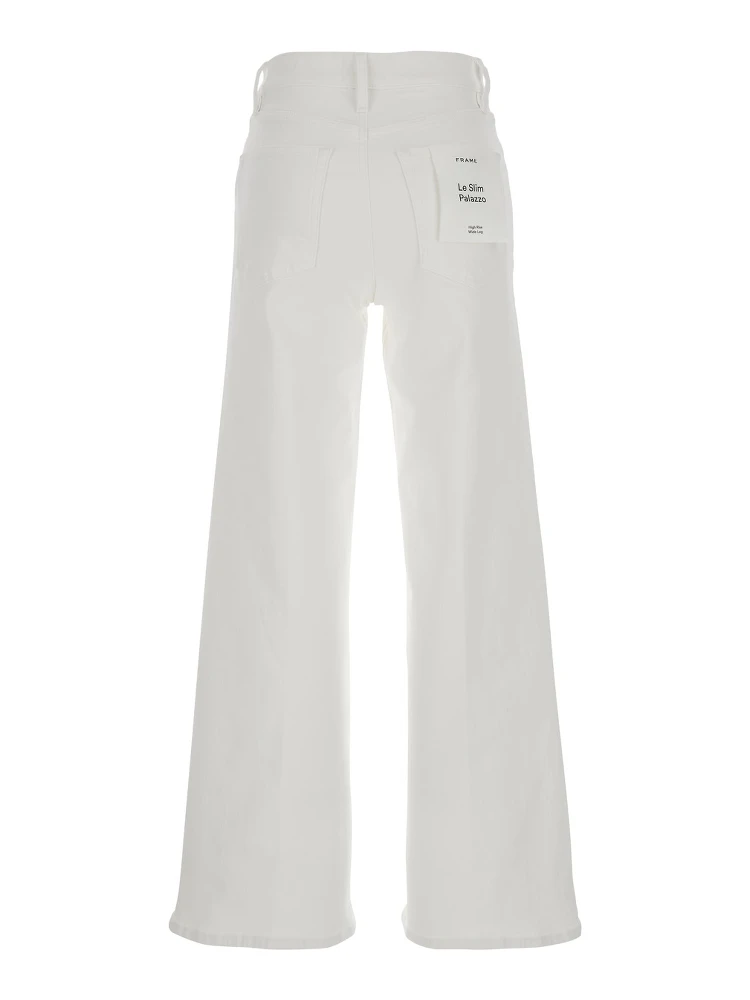 Le Slim Palazzo White Jeans with Belt Loops and Wide Leg in Denim Woman alternative