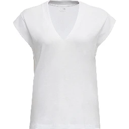 White Cotton V-Neck T-Shirt