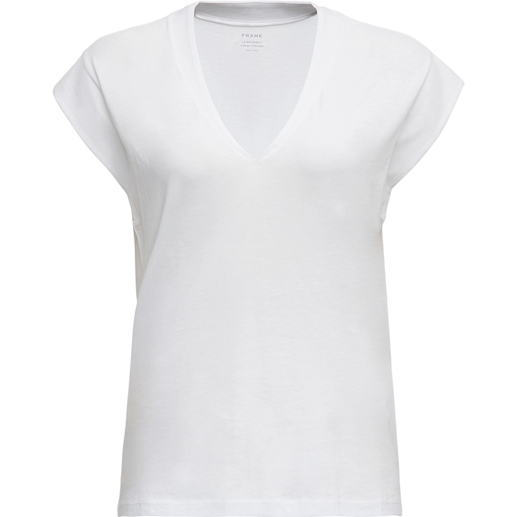 White Cotton V-Neck T-Shirt