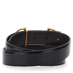 Black Reversible Belt with Horsebit on the Front in Leather Man