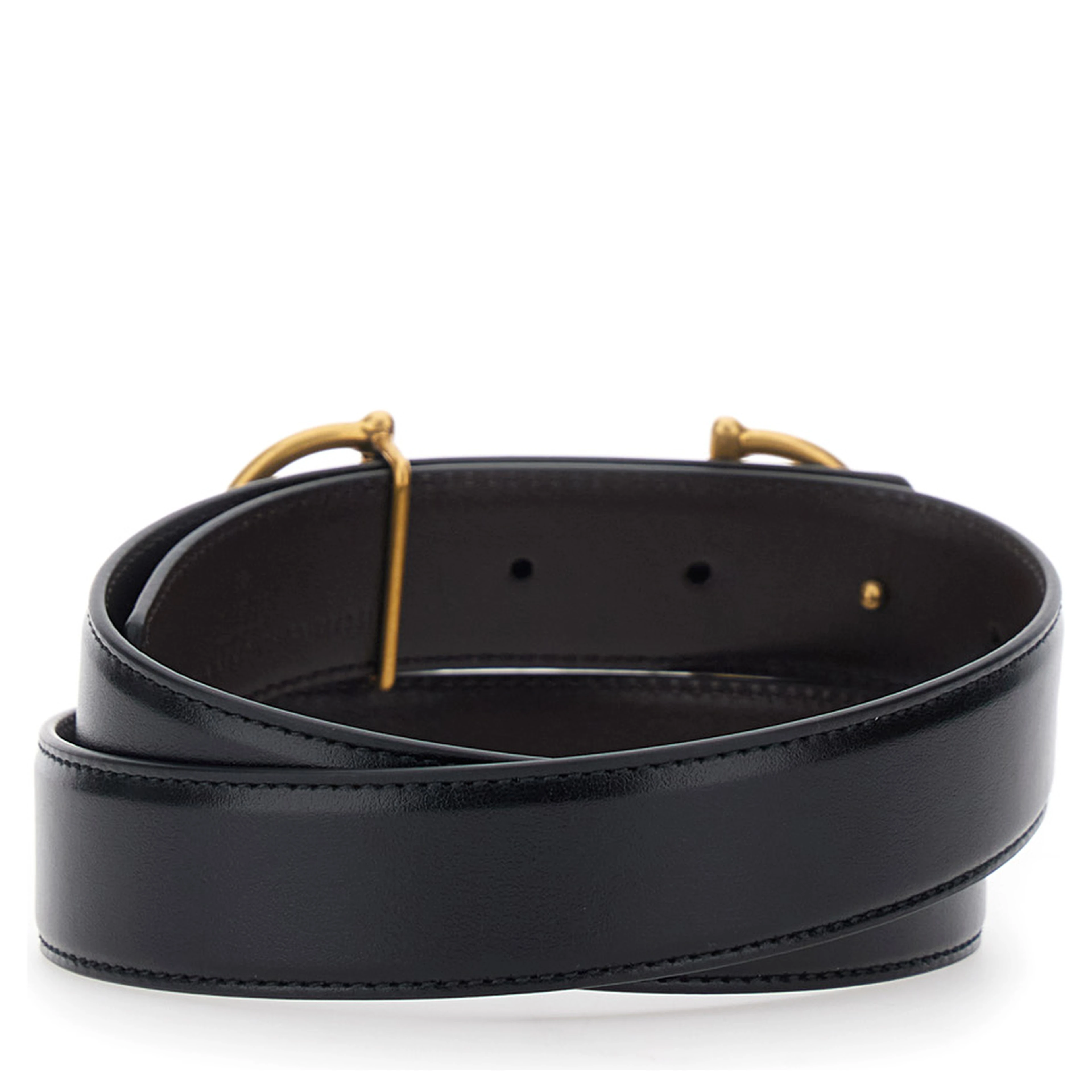 Black Reversible Belt with Horsebit on the Front in Leather Man