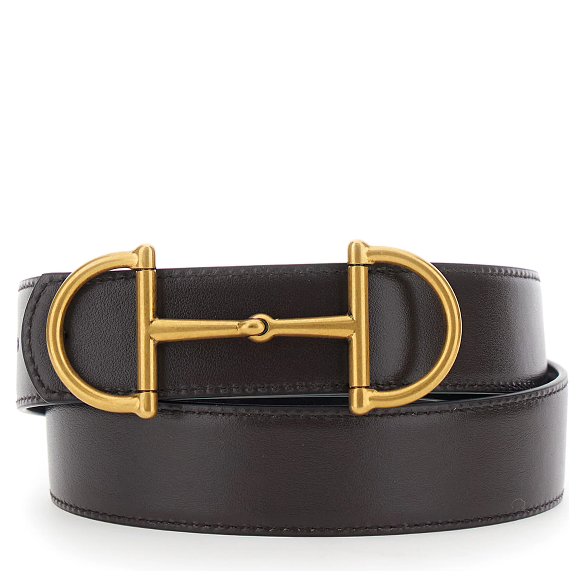 Black Reversible Belt with Horsebit on the Front in Leather Man