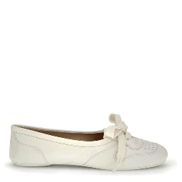 White Calf Leather Bos Taurus Ballet Flats