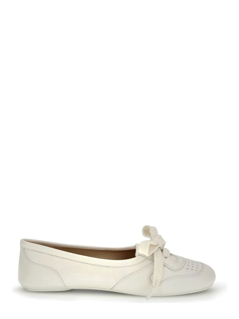 White Calf Leather Bos Taurus Ballet Flats