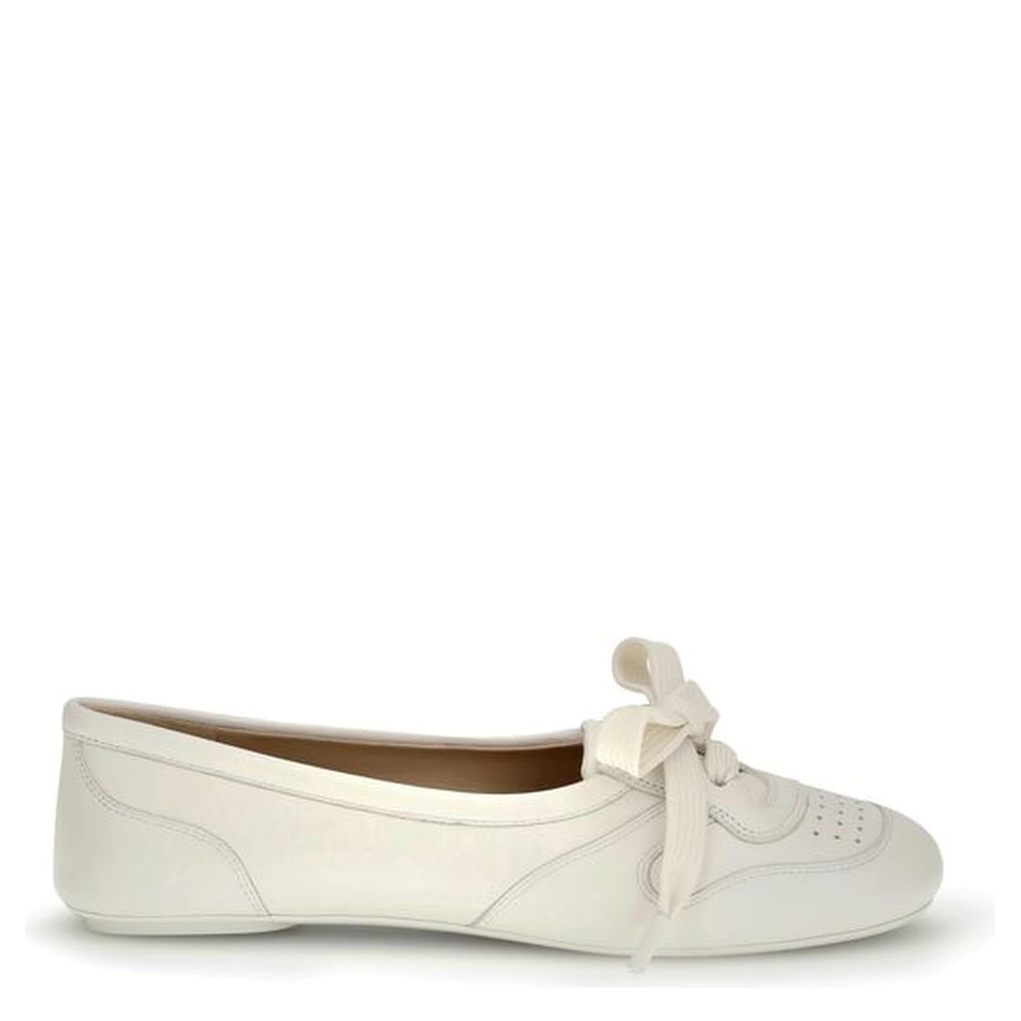 White Calf Leather Bos Taurus Ballet Flats