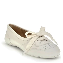 White Calf Leather Bos Taurus Ballet Flats