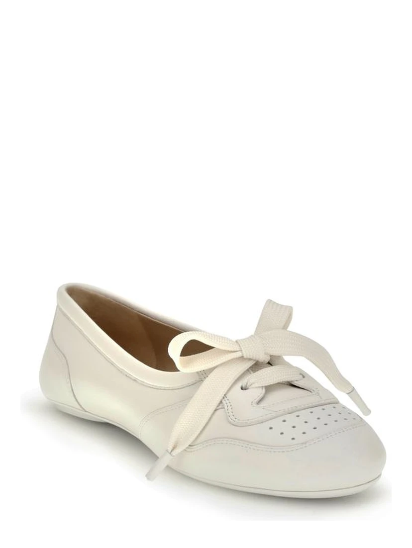 White Calf Leather Bos Taurus Ballet Flats