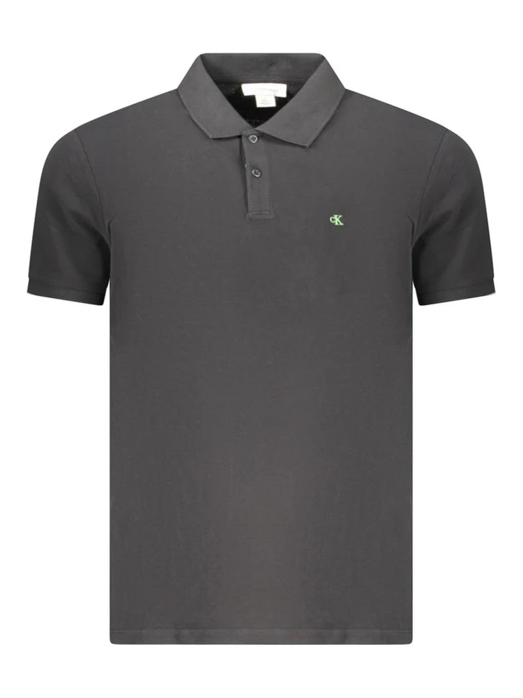 Black Cotton Men Polo
