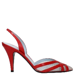 Red Leather Stiletto Heel Sandals