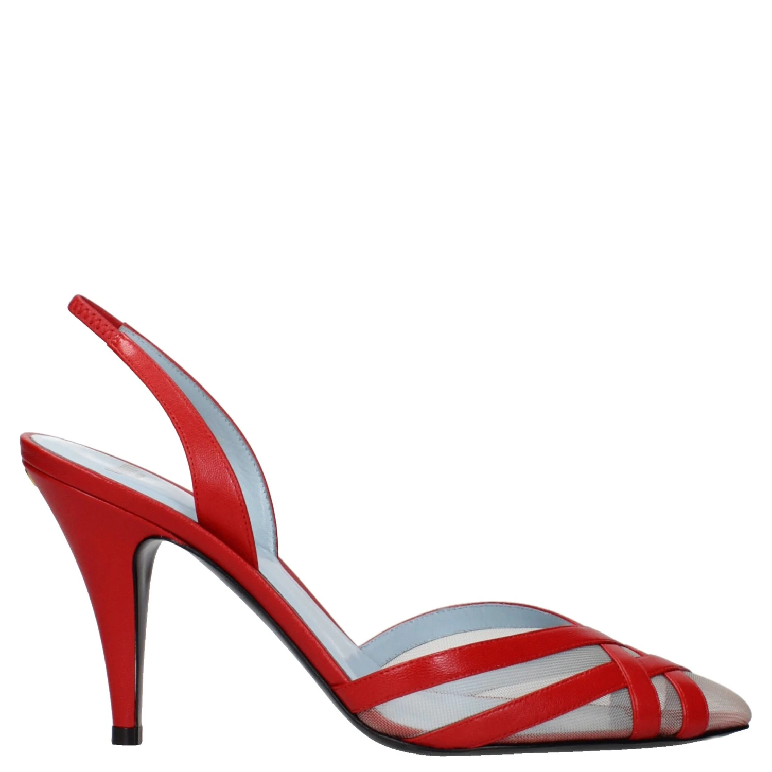 Red Leather Stiletto Heel Sandals