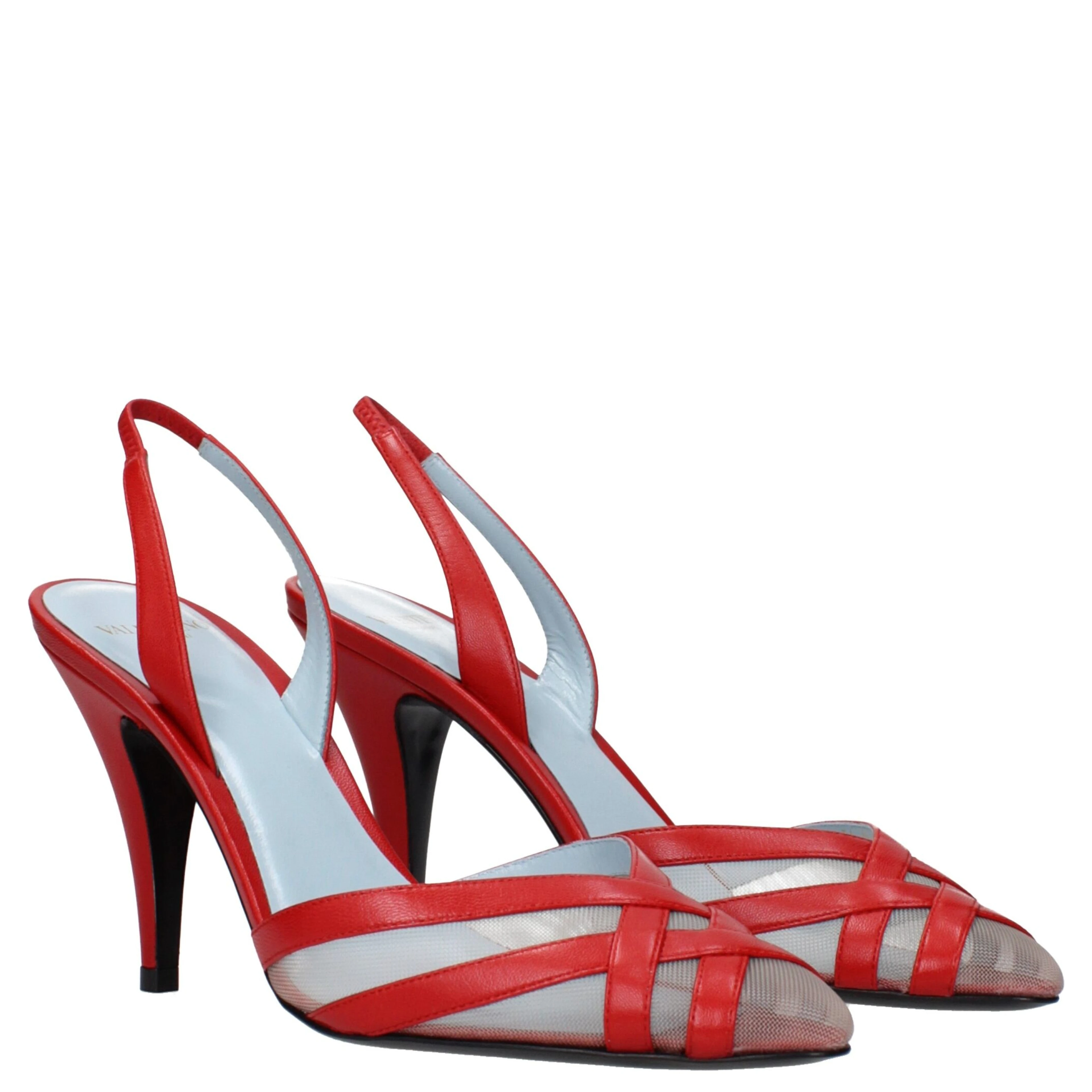Red Leather Stiletto Heel Sandals