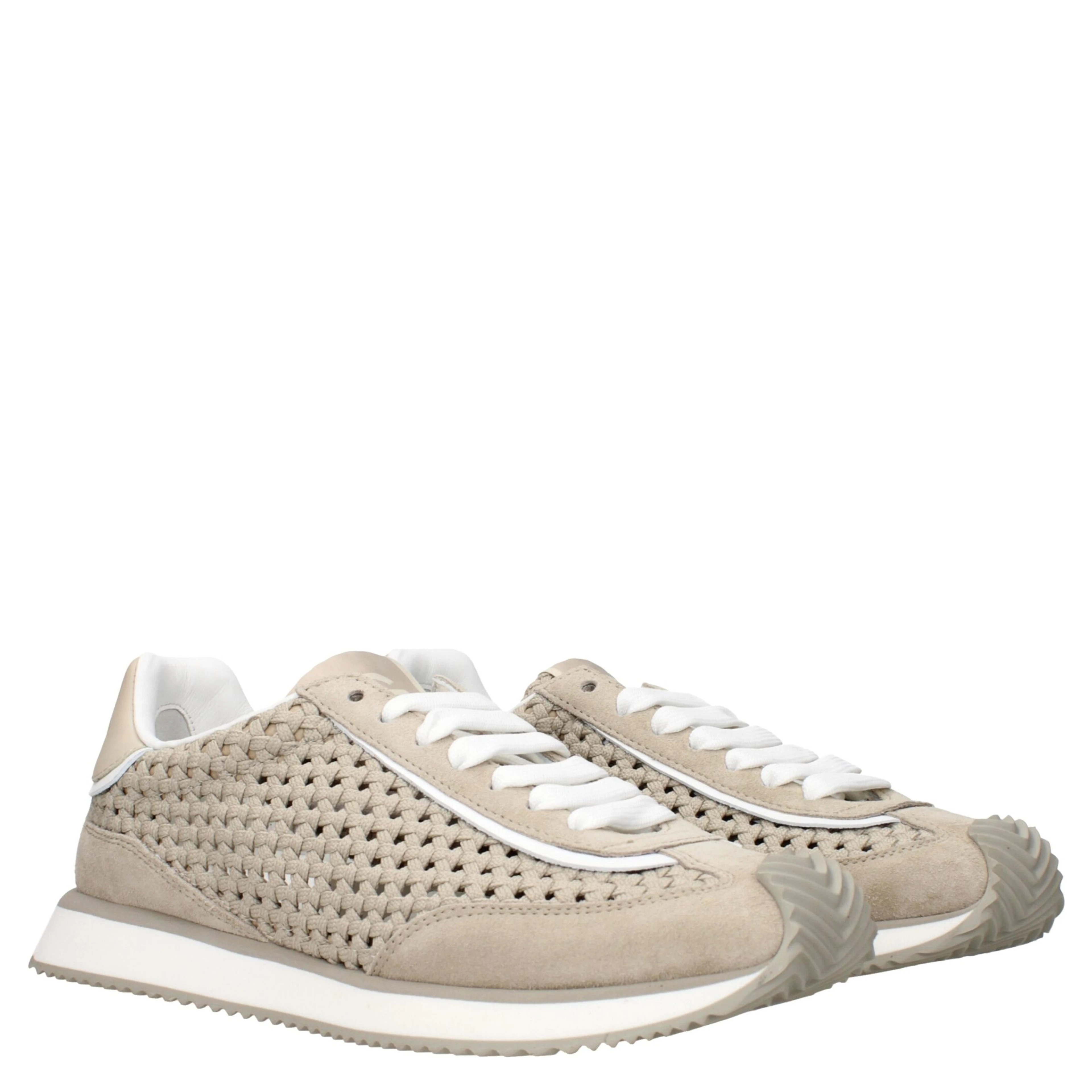 Beige Fabric Low Top Sneakers
