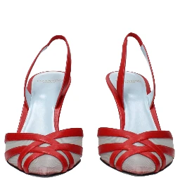 Red Leather Stiletto Heel Sandals