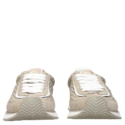 Beige Fabric Low Top Sneakers