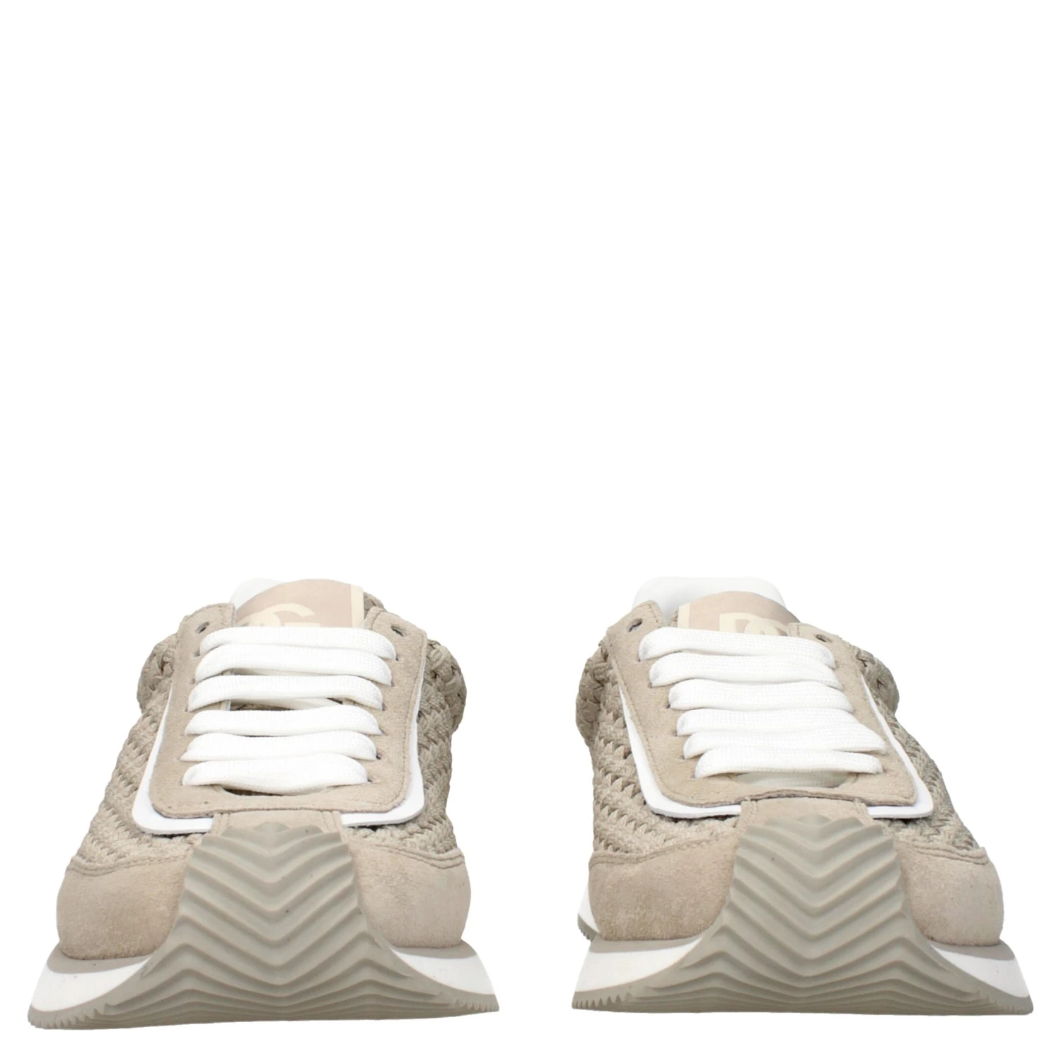 Beige Fabric Low Top Sneakers