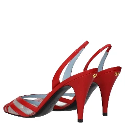 Red Leather Stiletto Heel Sandals