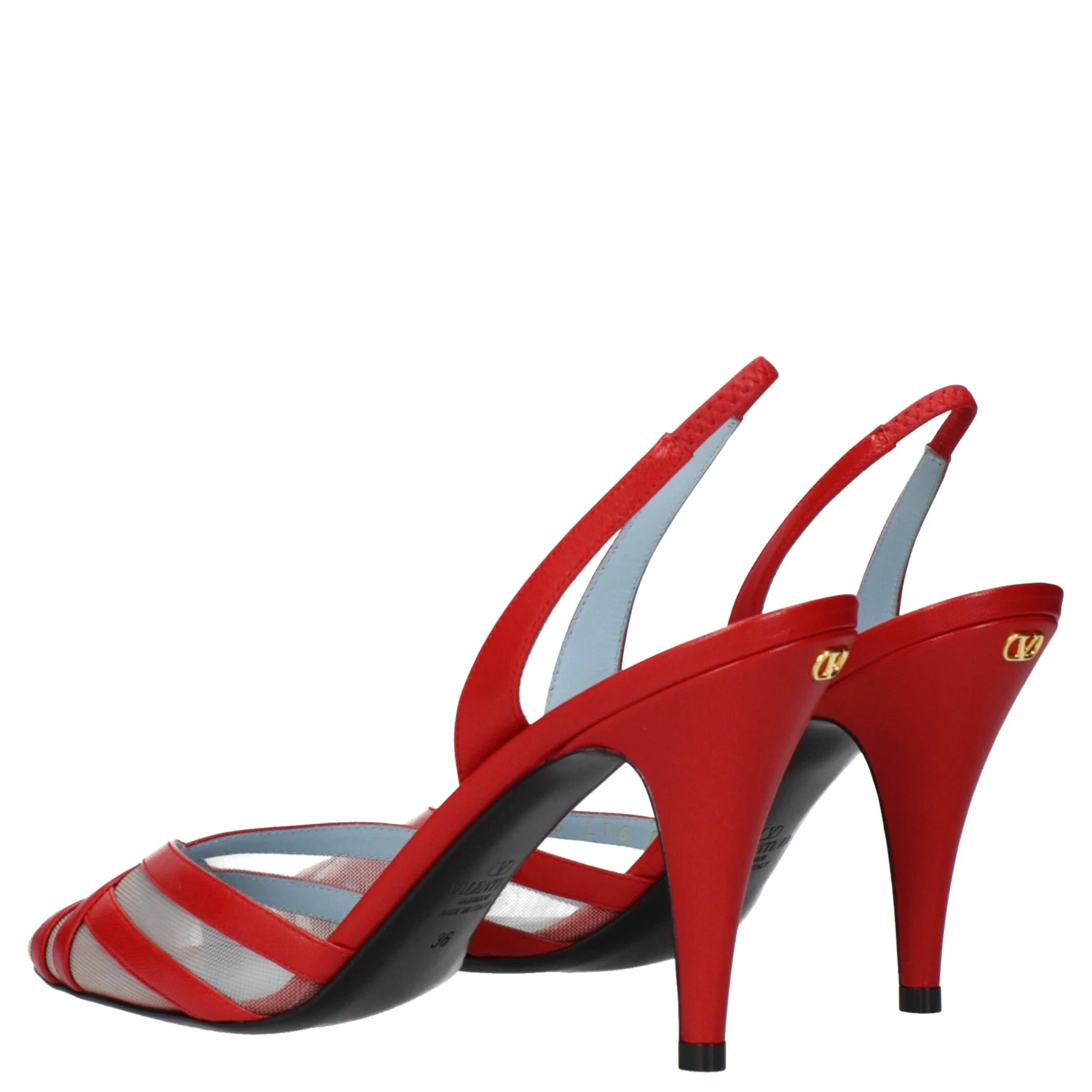 Red Leather Stiletto Heel Sandals