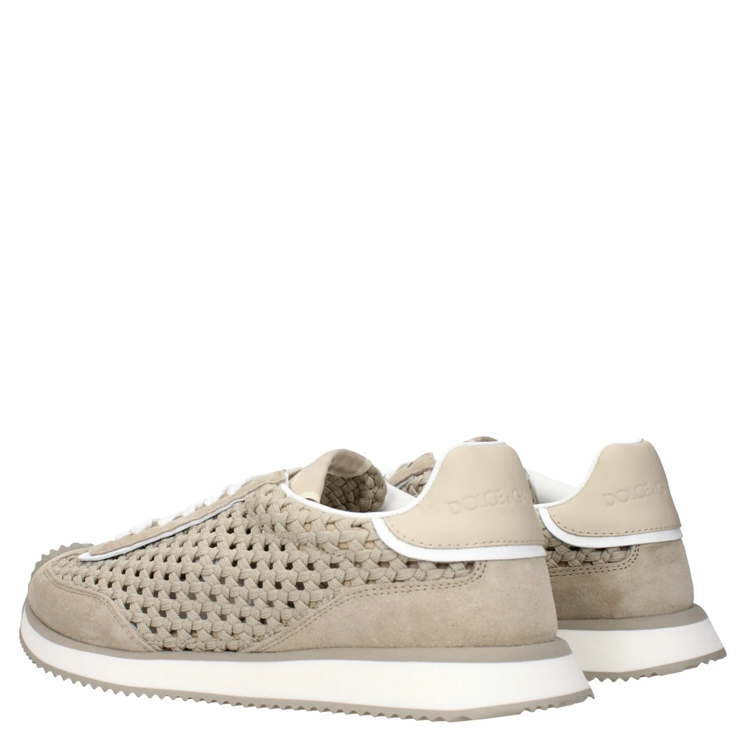 Beige Fabric Low Top Sneakers