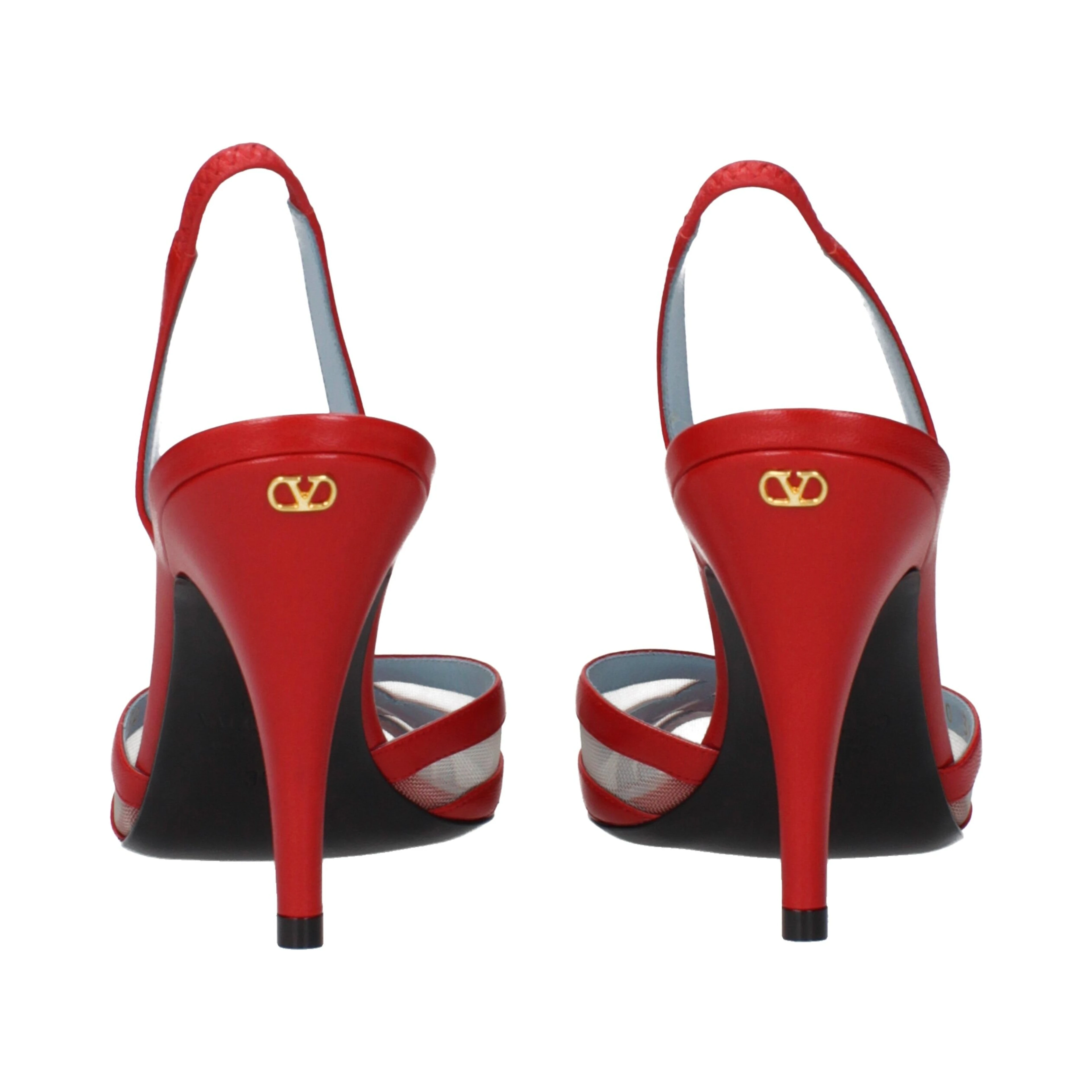 Red Leather Stiletto Heel Sandals