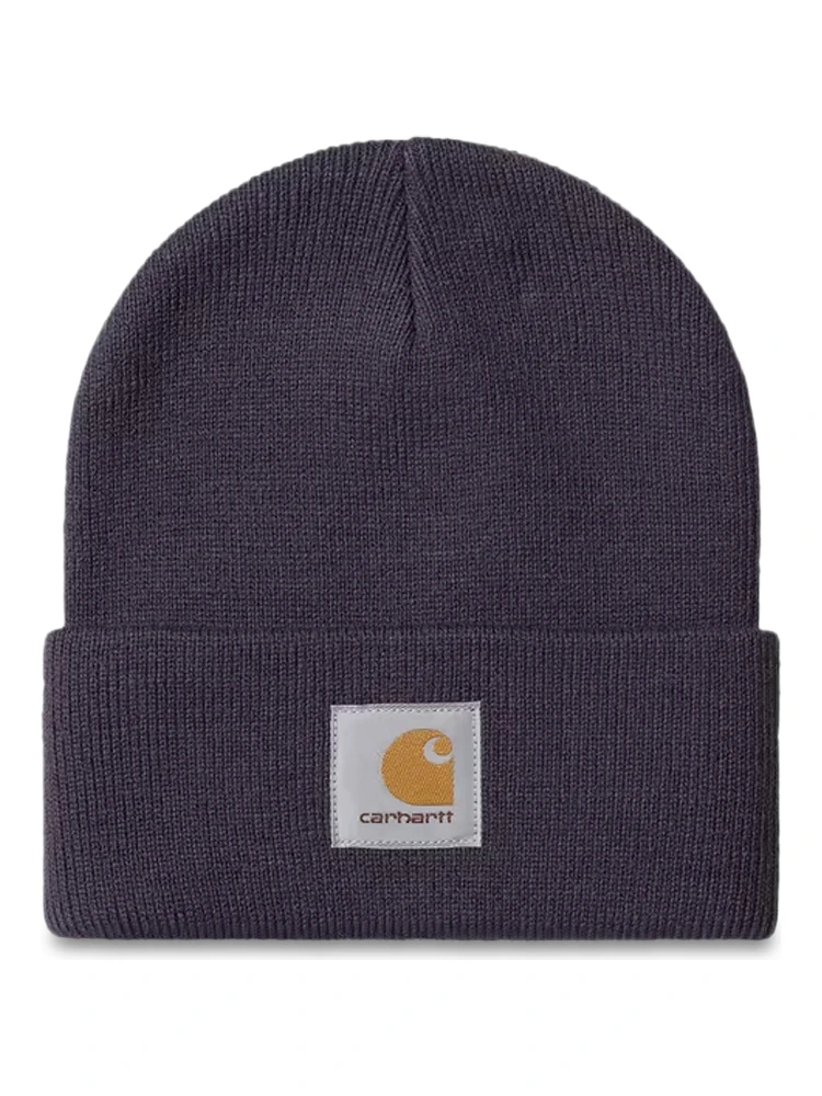 Mens Heather Acrylic Watch Brand-patch Beanie Hat