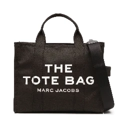 The Medium Tote Black Tote Bag with Contrasting Logo Lettering on the Front in Cotton Woman
