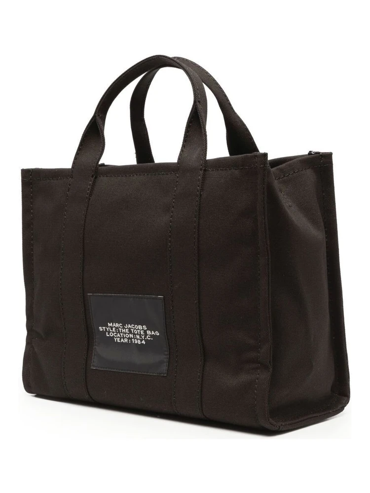 The Medium Tote Black Tote Bag with Contrasting Logo Lettering on the Front in Cotton Woman alternative