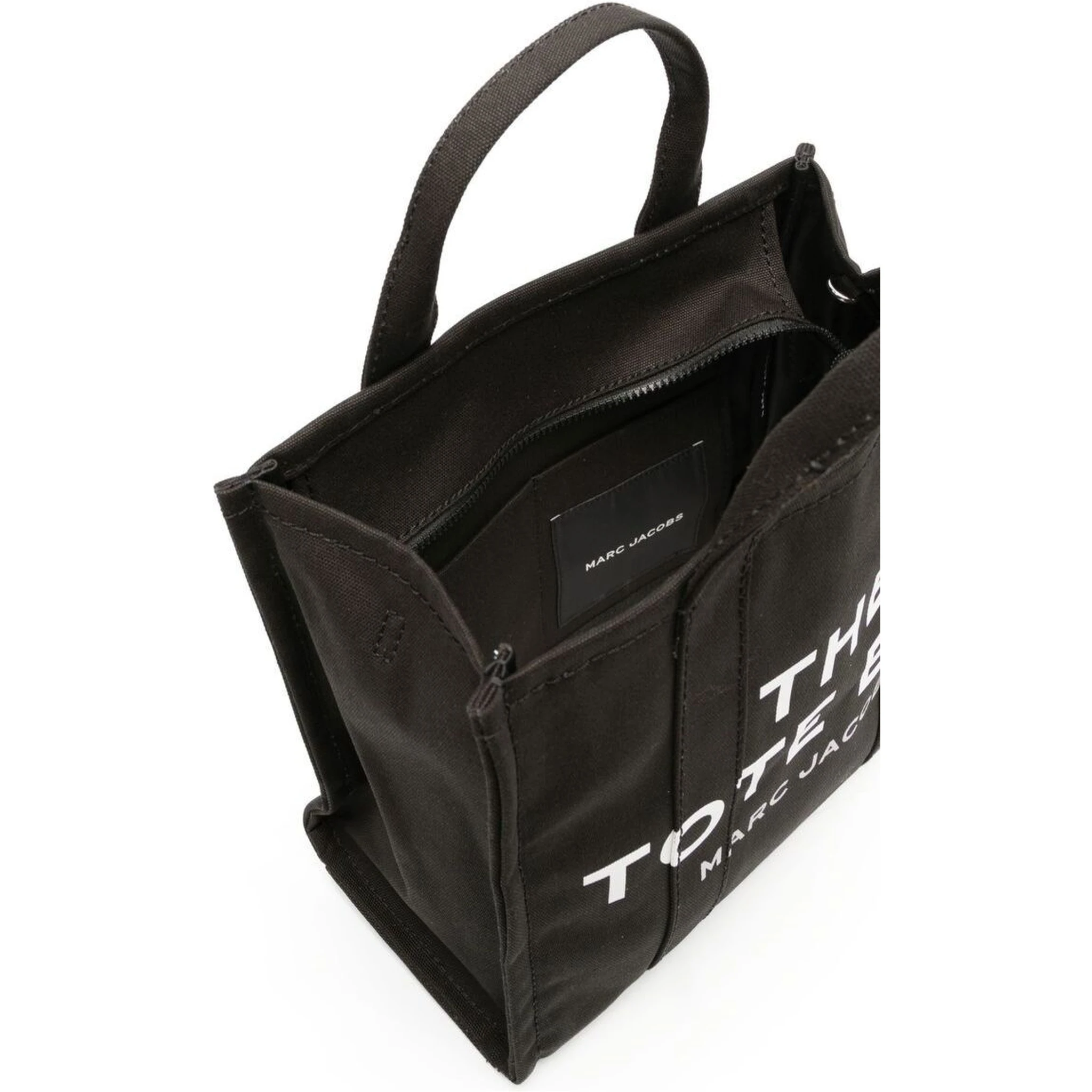The Medium Tote Black Tote Bag with Contrasting Logo Lettering on the Front in Cotton Woman