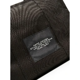 The Medium Tote Black Tote Bag with Contrasting Logo Lettering on the Front in Cotton Woman